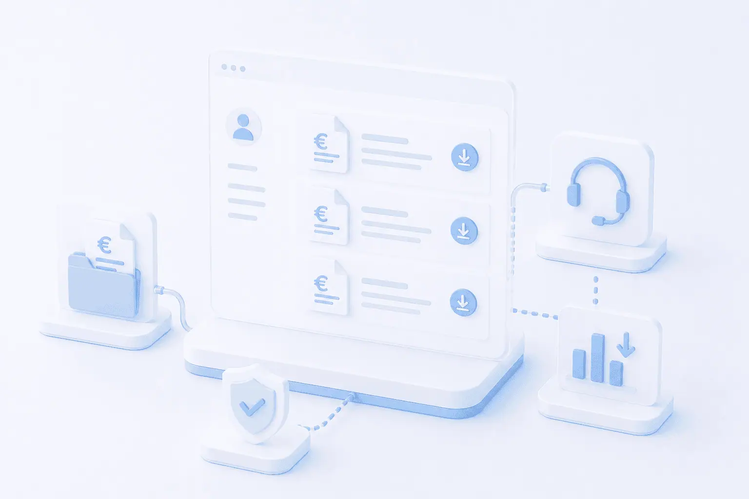B2B self-service customer portal with invoices and receipts