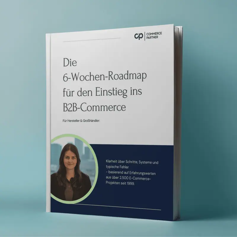 Titelbild des Whitepapers „Die 6-Wochen-Roadmap für den Einstieg ins B2B-Commerce“